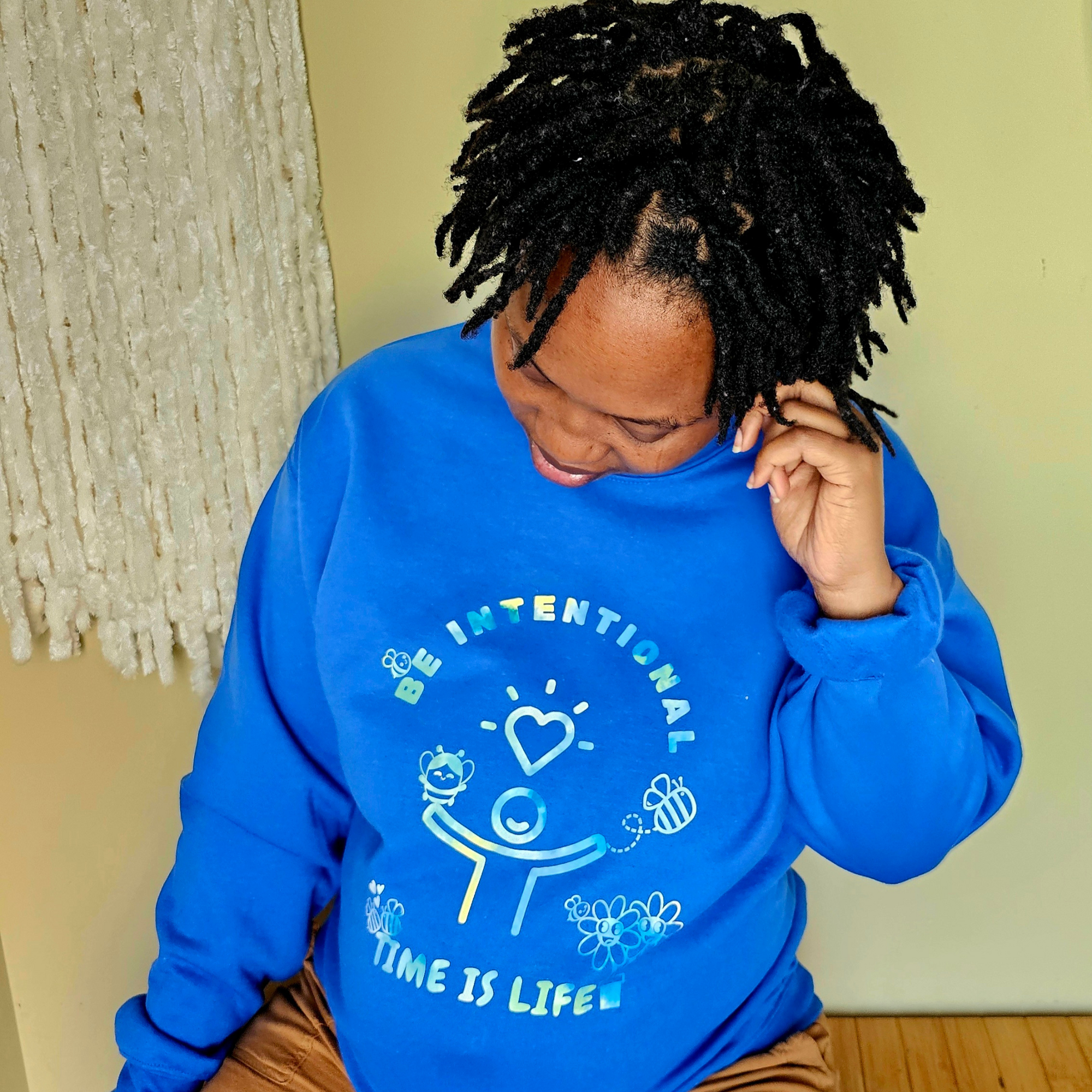 Be intentional Time is life - Crewneck in Royal Blue