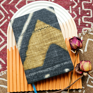 Notebook covered in African fabric + Wood Bookmark