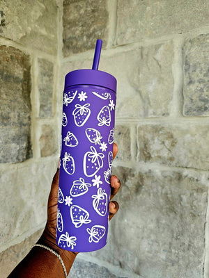 Strawberries and Flowers Tumbler