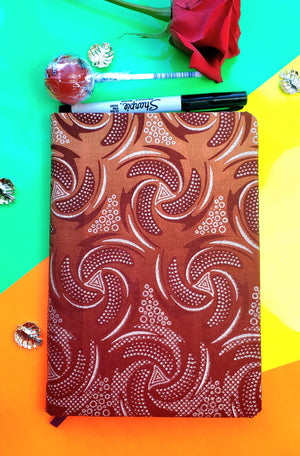 African fabric Notebook - Rust