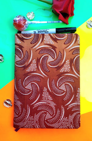 African fabric Notebook - Rust