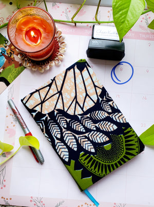African fabric Notebook - Leafs