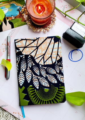 African fabric Notebook - Leafs